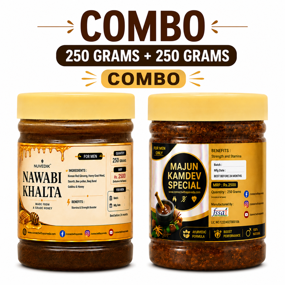 Nuvedik Majun Kamdev Special 250 Grams + Nawabi Khalta 250 Grams (Combo)