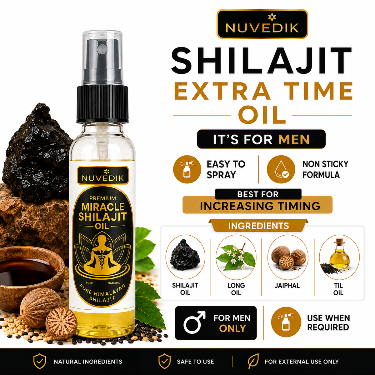 Nuvedik Shilajit Extra Time Oil 30 ML (For Men)