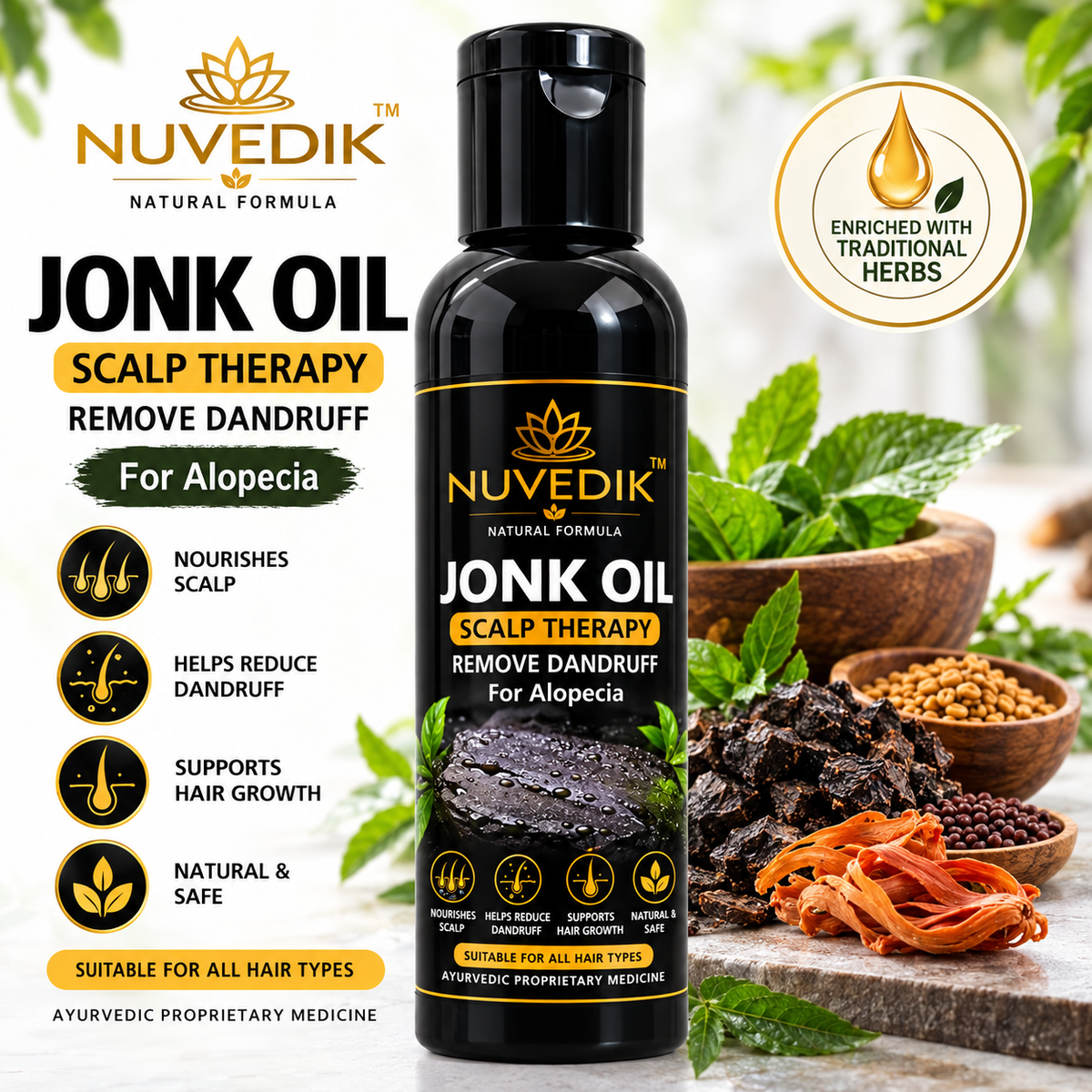 Nuvedik Jonk Oil / Leech Oil - Hair Therapy Oil for All Hair Types
