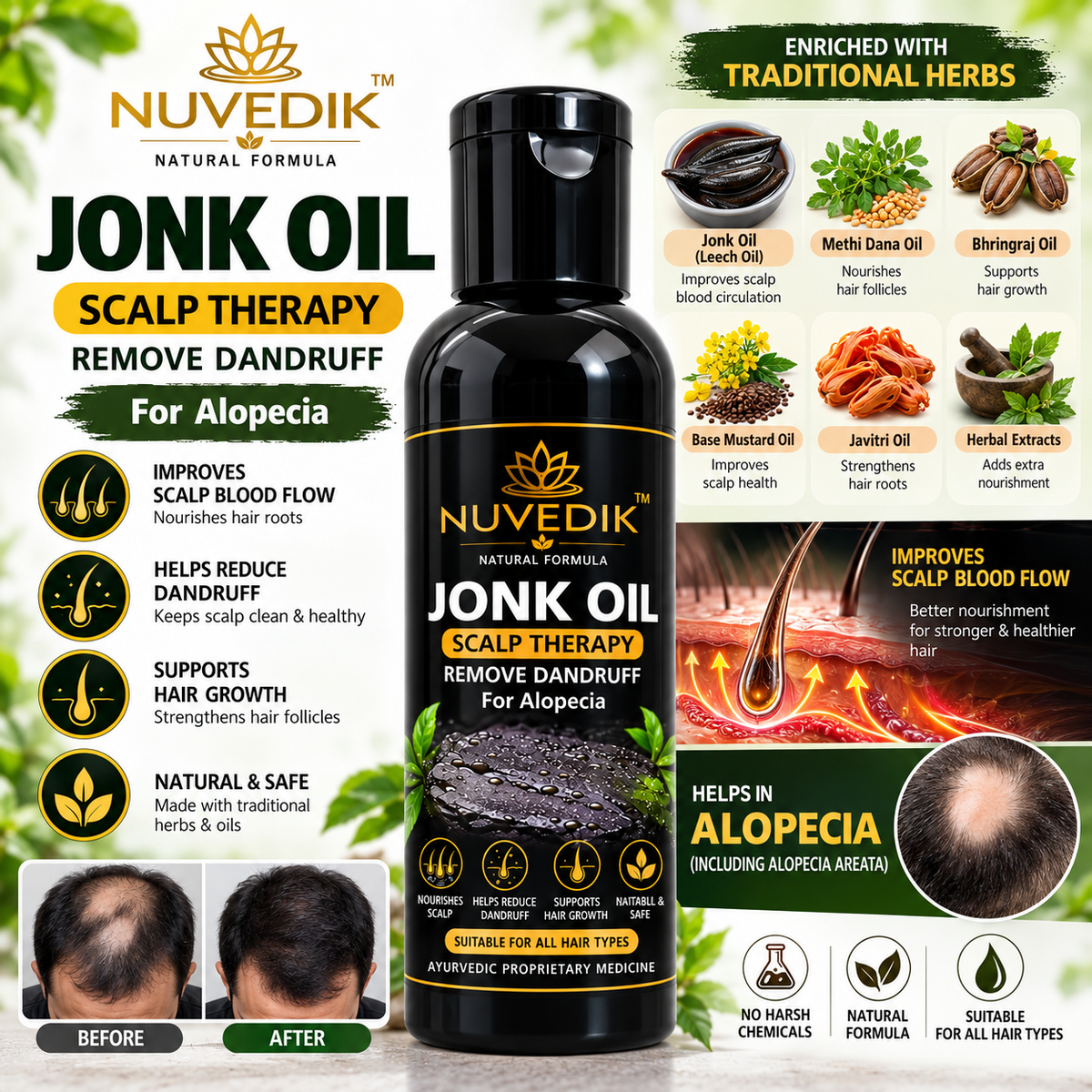 Nuvedik Jonk Oil / Leech Oil - Hair Therapy Oil for All Hair Types