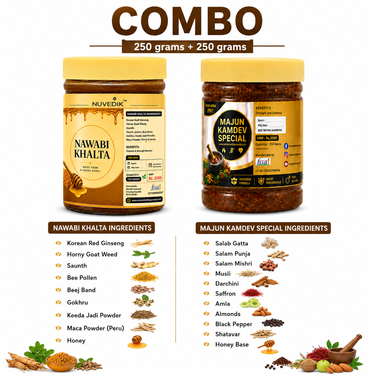 Nuvedik Majun Kamdev Special 250 Grams + Nawabi Khalta 250 Grams (Combo)