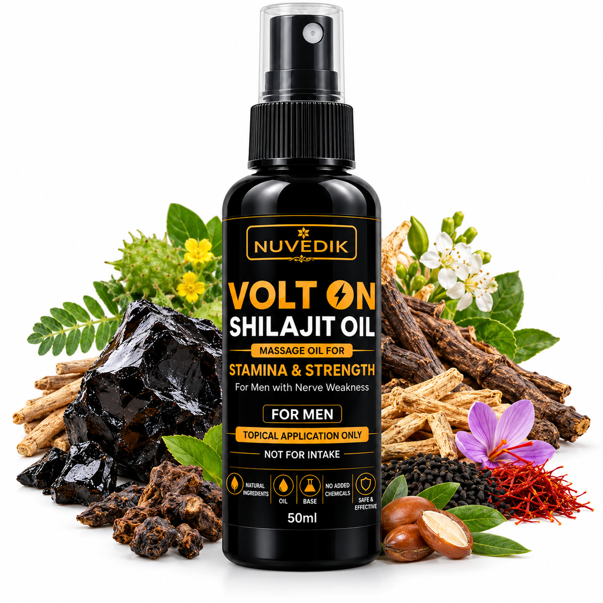 Nuvedik Volt On Shilajit Ayurvedic Massage Oil (50ml)