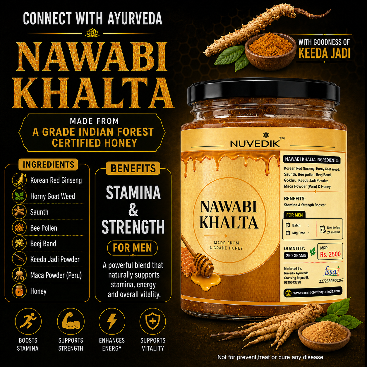 Nuvedik Nawabi Khalta Ayurvedic Honey Blend for Men (250g)