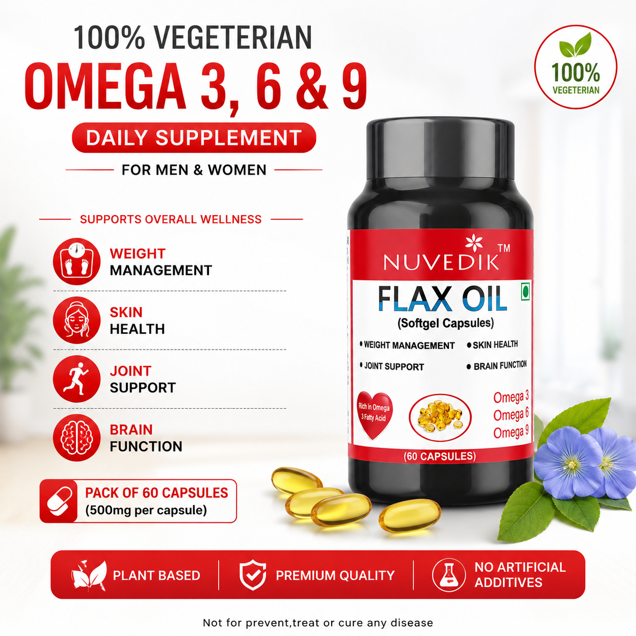 Nuvedik Flax Oil ingredient panel and dosage information