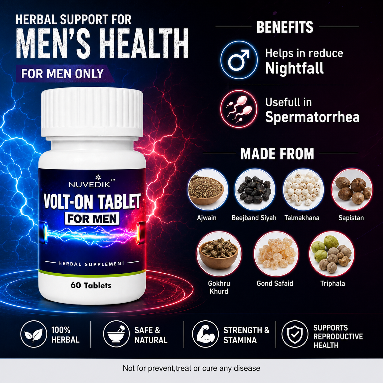 Nuvedik Volt-On Traditional Herbal Tablets for Men